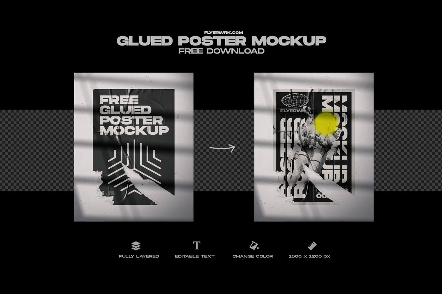 Freebies Mockups: Glued Poster Mockup [PSD] Free Download