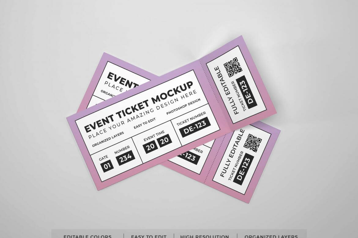 Freebies Mockups: Event Ticket Mockup Template Free Download