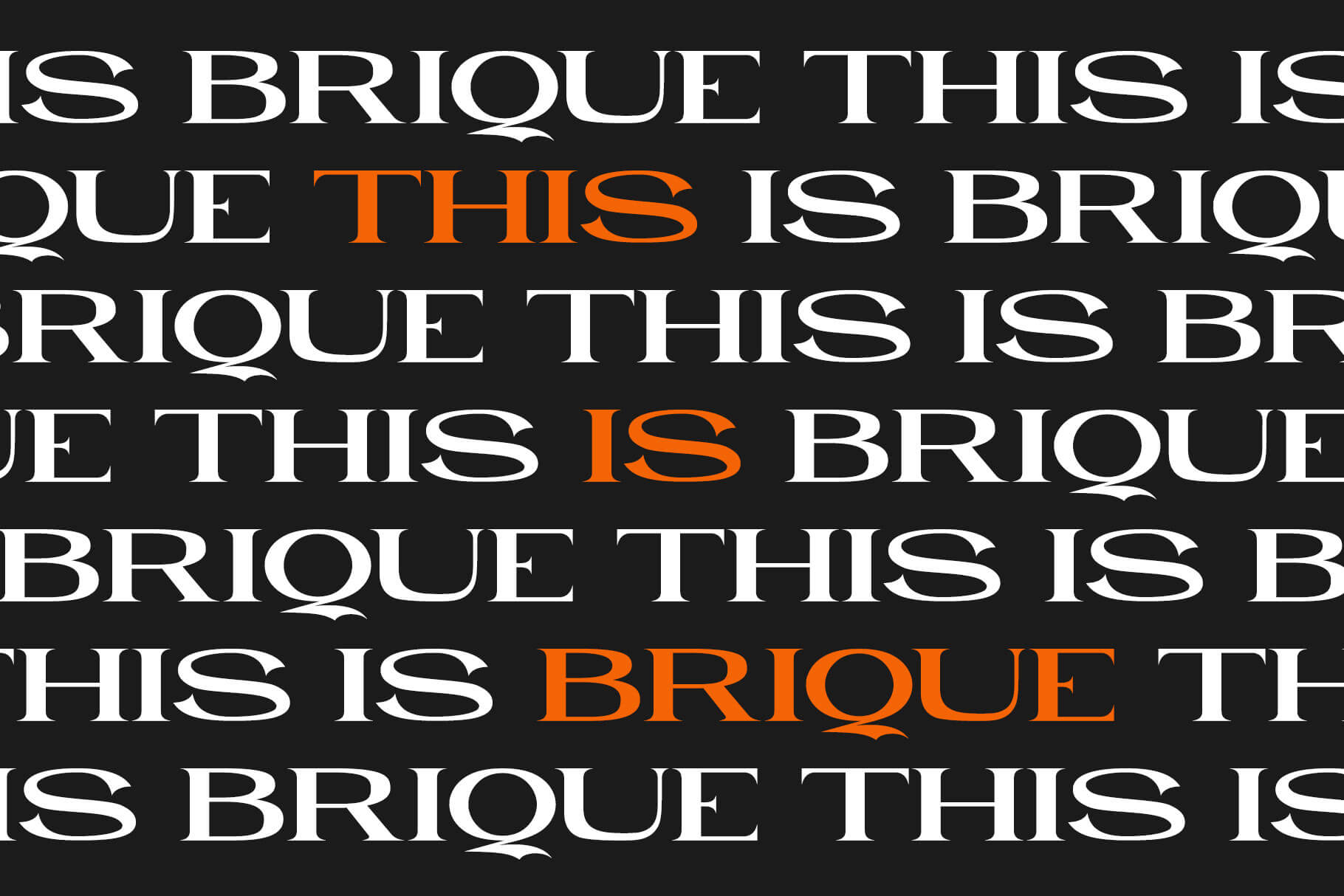 Brique Free Display Font is a lovely serif font that can be used for display purposes. It's ideal for magazine editorials, headlines, labels, fashion prints, posters, and other similar projects. This font can be used for both personal and commercial purposes! It does not, however, contain lowercase letters, marks, or punctuation. As a result, keep an eye out for updates here!