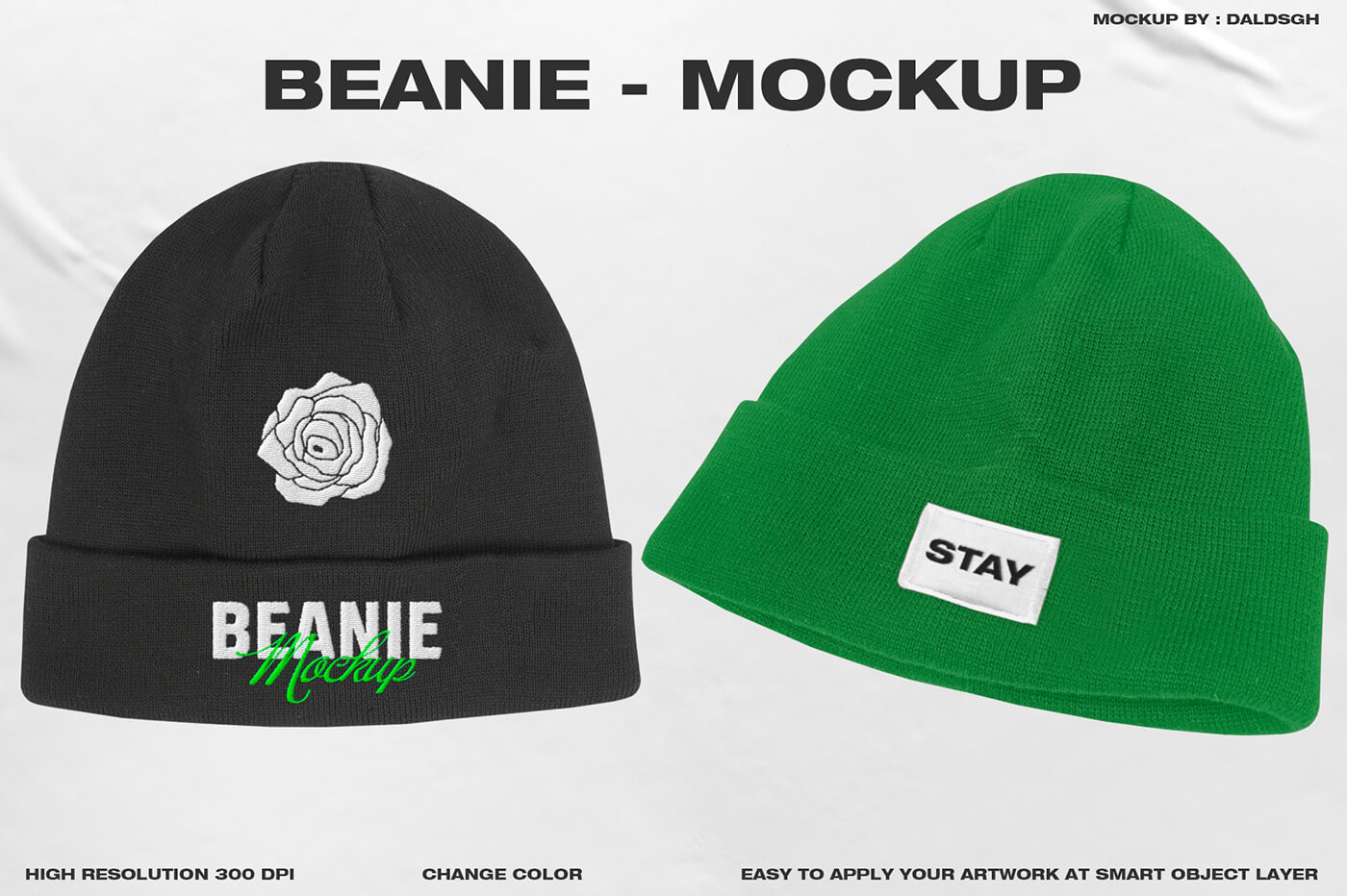 Embroidery Beanie Hat Mockup PSD (Free Download)