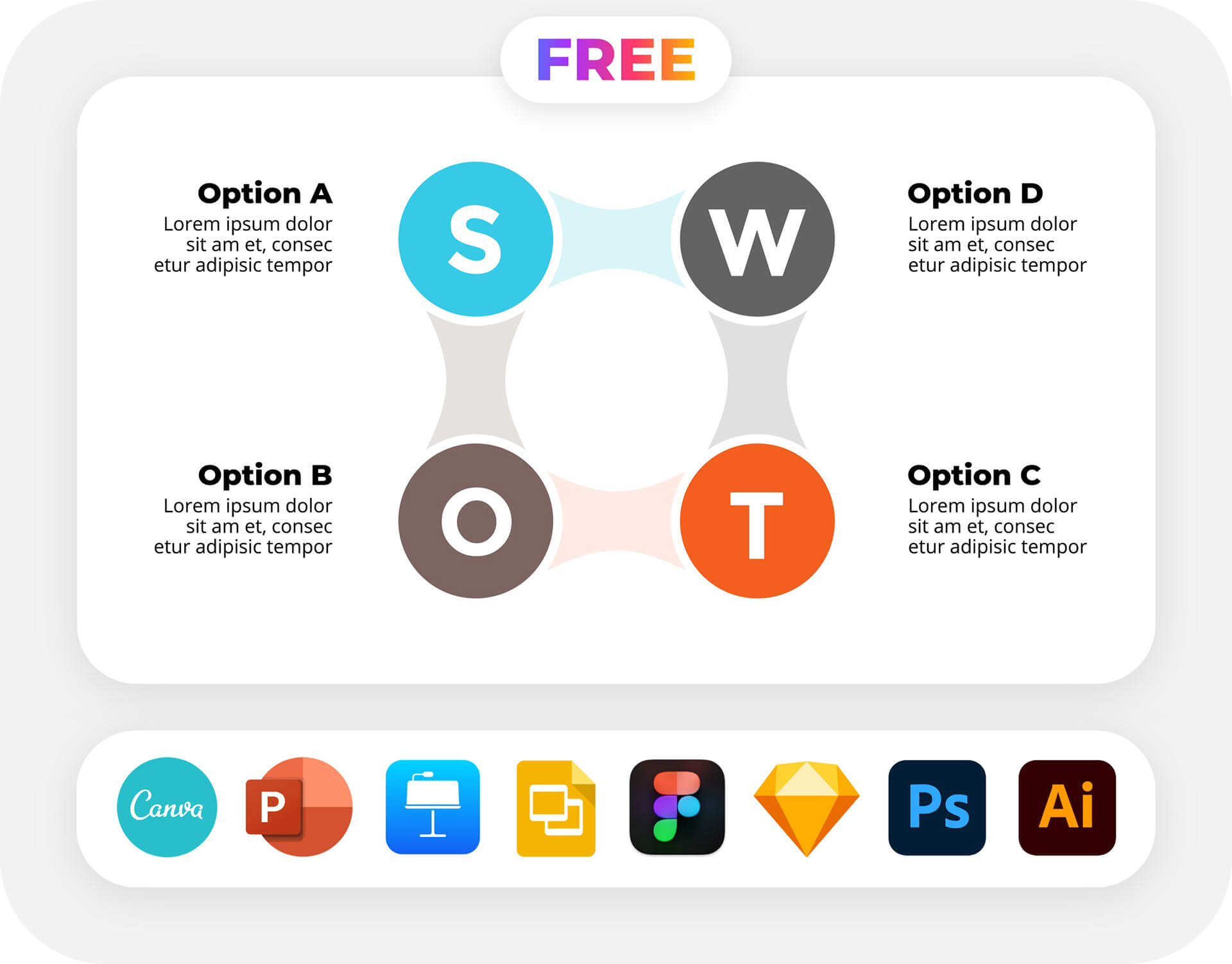 Free Infographics Bundle SWOT Analysis PowerPoint Canva