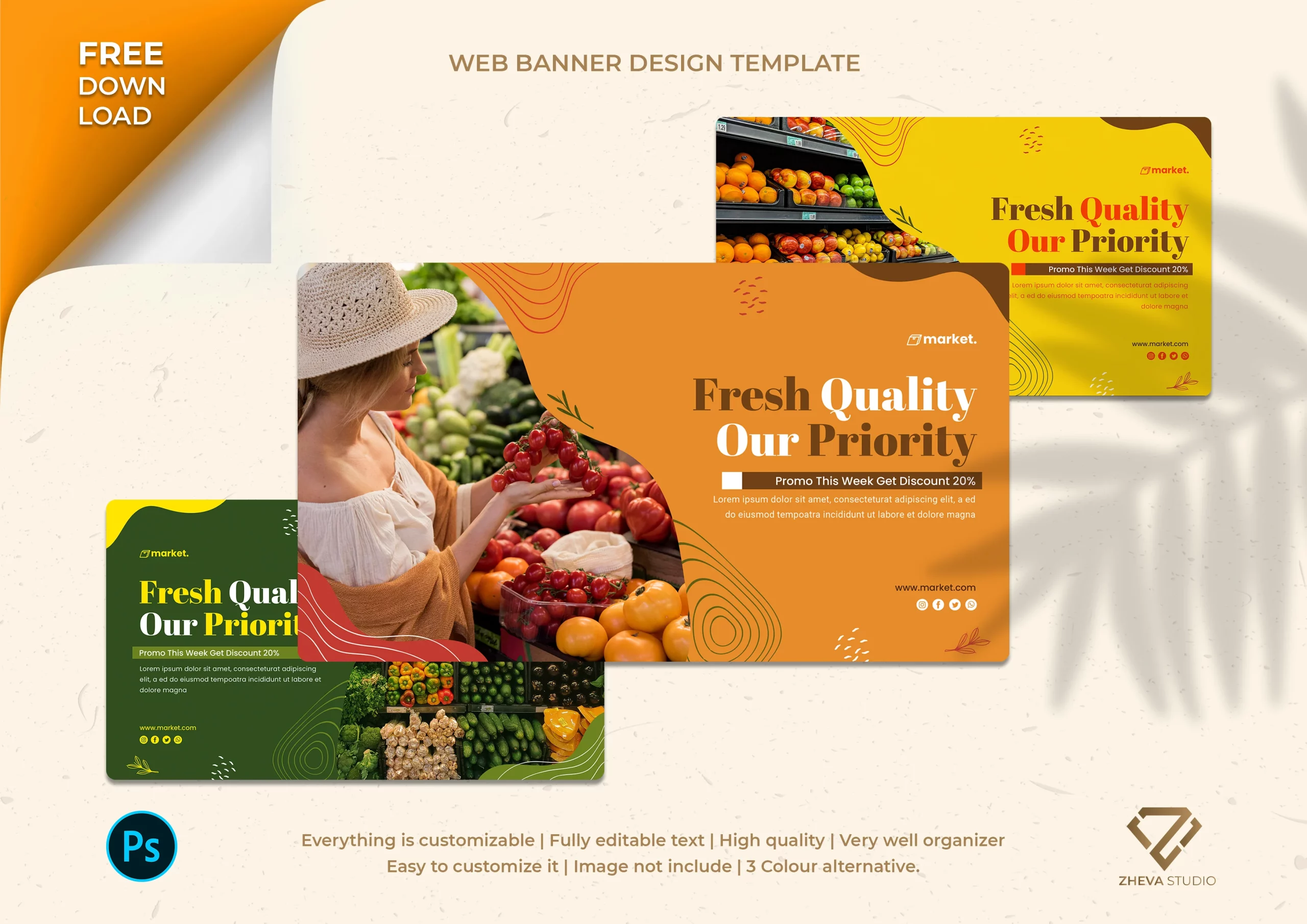 Market Banner Template Free PSD Download